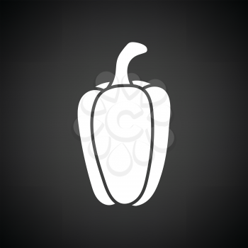 Pepper icon. Black background with white. Vector illustration.