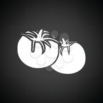 Tomatoes icon. Black background with white. Vector illustration.