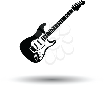 Electric guitar icon. White background with shadow design. Vector illustration.