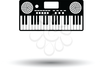 Music synthesizer icon. White background with shadow design. Vector illustration.