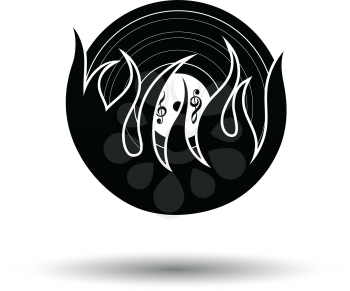 Flame vinyl icon. White background with shadow design. Vector illustration.