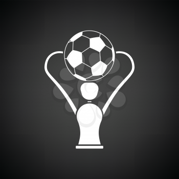 Soccer cup  icon. Black background with white. Vector illustration.