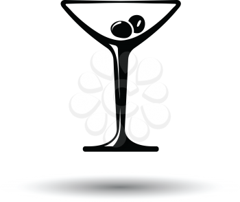 Cocktail glass icon. White background with shadow design. Vector illustration.