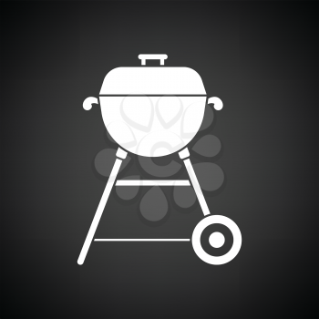 Barbecue  icon. Black background with white. Vector illustration.