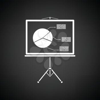 Presentation stand icon. Black background with white. Vector illustration.