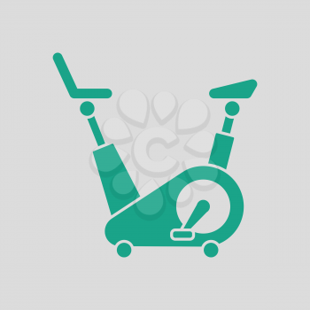 Exercise bicycle icon. Gray background with green. Vector illustration.