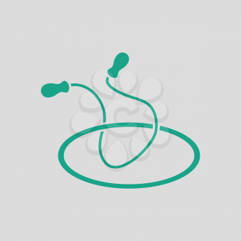 Jump rope and hoop icon. Gray background with green. Vector illustration.