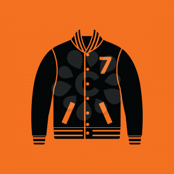 Baseball jacket icon. Orange background with black. Vector illustration.