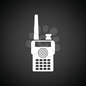 Portable radio icon. Black background with white. Vector illustration.