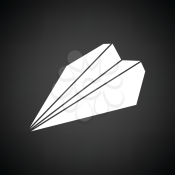 Paper plane icon. Black background with white. Vector illustration.