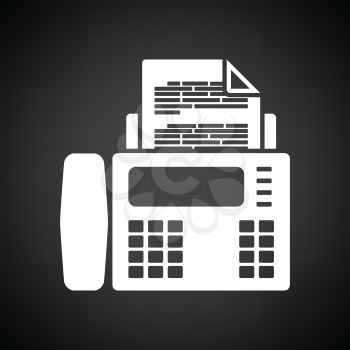 Fax icon. Black background with white. Vector illustration.