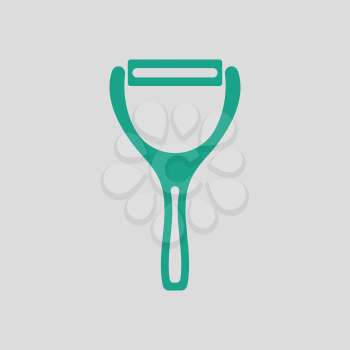 Vegetable peeler icon. Gray background with green. Vector illustration.
