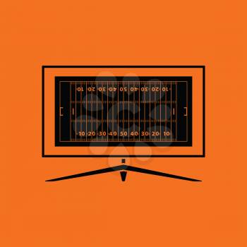 American football tv icon. Orange background with black. Vector illustration.
