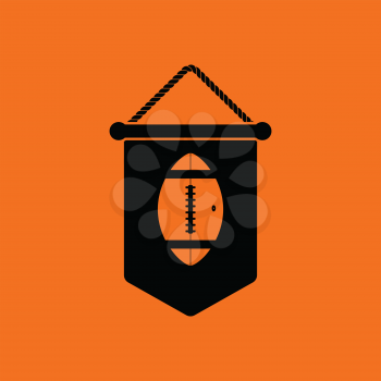 American football pennant icon. Orange background with black. Vector illustration.