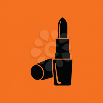 Lipstick icon. Orange background with black. Vector illustration.