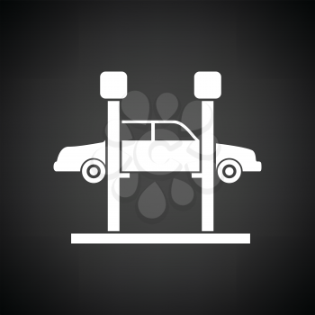 Car lift icon. Black background with white. Vector illustration.