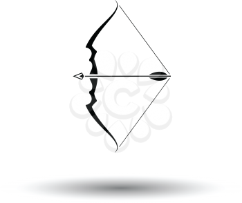 Bow with arrow icon. White background with shadow design. Vector illustration.