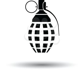 Defensive grenade icon. White background with shadow design. Vector illustration.