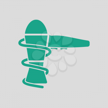 Hairdryer icon. Gray background with green. Vector illustration.