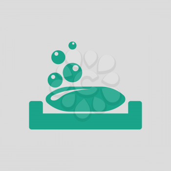 Soap-dish icon. Gray background with green. Vector illustration.