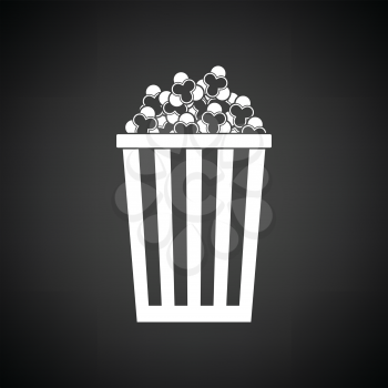 Cinema popcorn icon. Black background with white. Vector illustration.