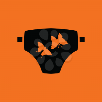 Diaper ico. Orange background with black. Vector illustration.