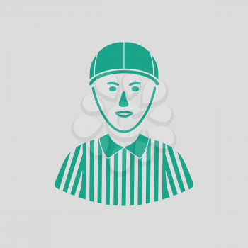 American football referee icon. Gray background with green. Vector illustration.
