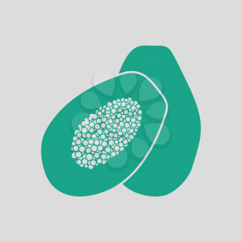 Papaya icon. Gray background with green. Vector illustration.