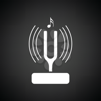 Tuning fork icon. Black background with white. Vector illustration.