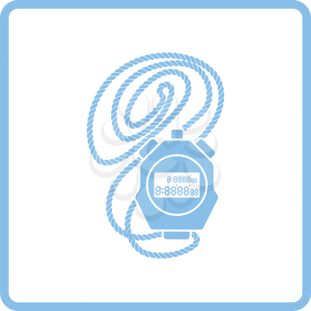 Coach stopwatch  icon. Blue frame design. Vector illustration.