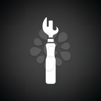 Can opener icon. Black background with white. Vector illustration.