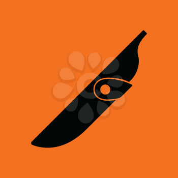 Knife scabbard icon. Orange background with black. Vector illustration.