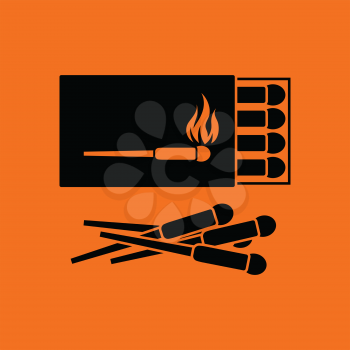 Match box  icon. Orange background with black. Vector illustration.