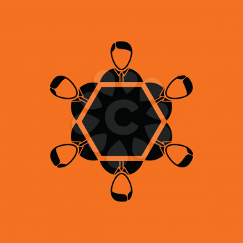 Conversation table icon. Orange background with black. Vector illustration.