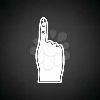Fans foam finger icon. Black background with white. Vector illustration.