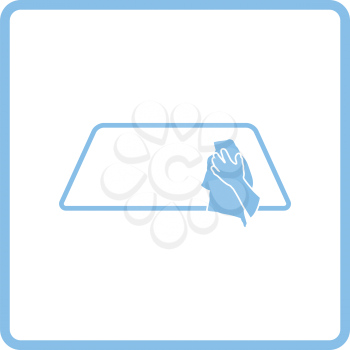 Wipe car window icon. Blue frame design. Vector illustration.