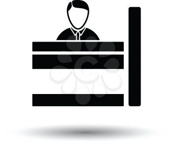 Bank clerk icon. White background with shadow design. Vector illustration.