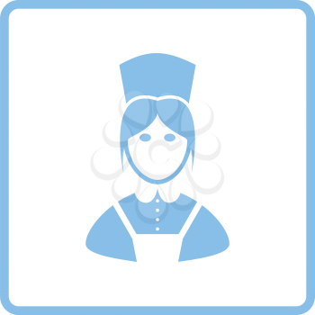 Hotel maid icon. Blue frame design. Vector illustration.