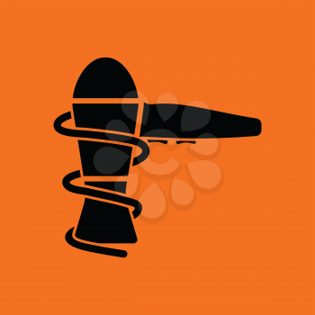 Hairdryer icon. Orange background with black. Vector illustration.