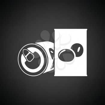 Olive can icon. Black background with white. Vector illustration.