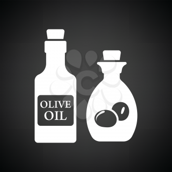 Bottle of olive oil icon. Black background with white. Vector illustration.