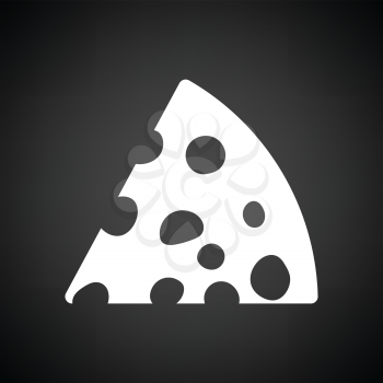 Cheese icon. Black background with white. Vector illustration.