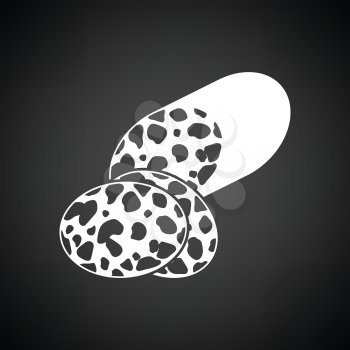 Salami icon. Black background with white. Vector illustration.