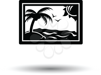 Landscape art icon. White background with shadow design. Vector illustration.