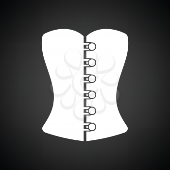 Sexy corset icon. Black background with white. Vector illustration.