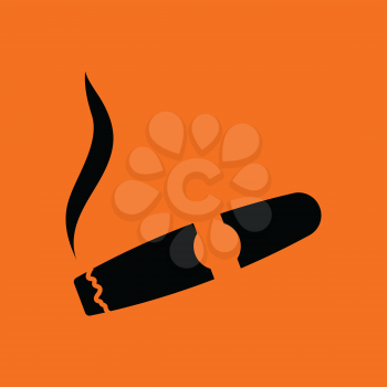 Cigar icon. Orange background with black. Vector illustration.