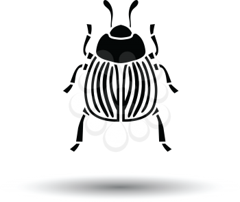 Colorado beetle icon. White background with shadow design. Vector illustration.