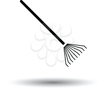 Rake icon. White background with shadow design. Vector illustration.
