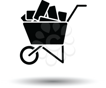 Icon of construction cart . White background with shadow design. Vector illustration.