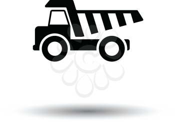Icon of tipper. White background with shadow design. Vector illustration.